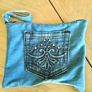 One-of-a-kind Handsewn Denim Clutch